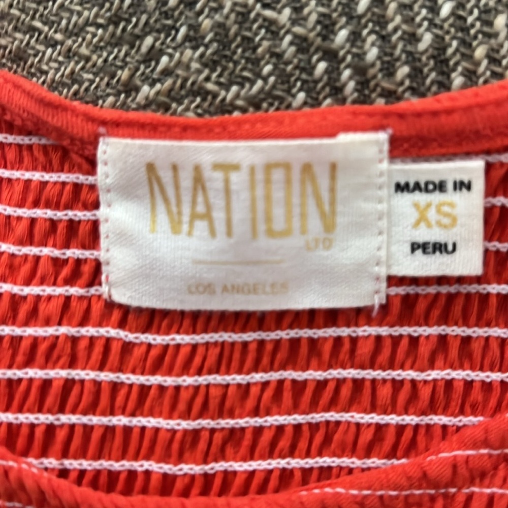 NATION LTD Anthropologie Christine Smocked Tank Top Red Stretch Sleeveless - Picture 8 of 8